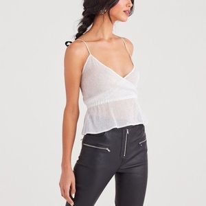 7 For All Mankind Wrap Front Cami in Silver